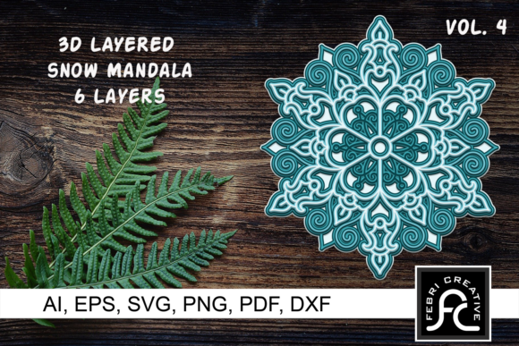 3D Snow Mandala Graphics & Decorative Elements