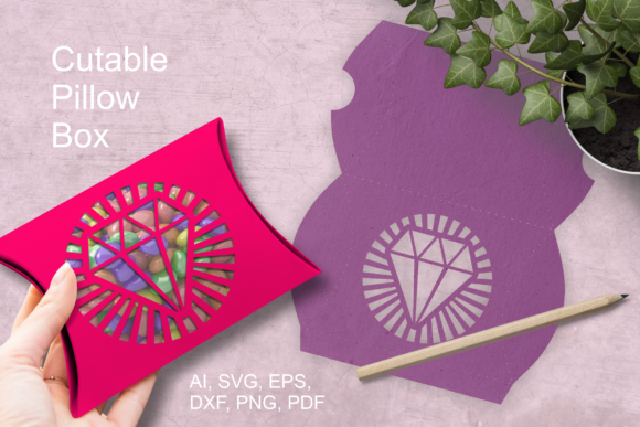 Diamond Shape Holes Cuttable Pillow Box 3D SVG Gift Boxes