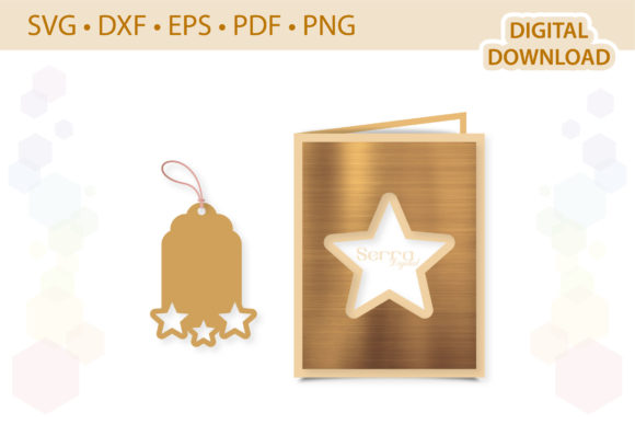 Star Card Gift Tag Bundle Template: 3D SVG Shapes