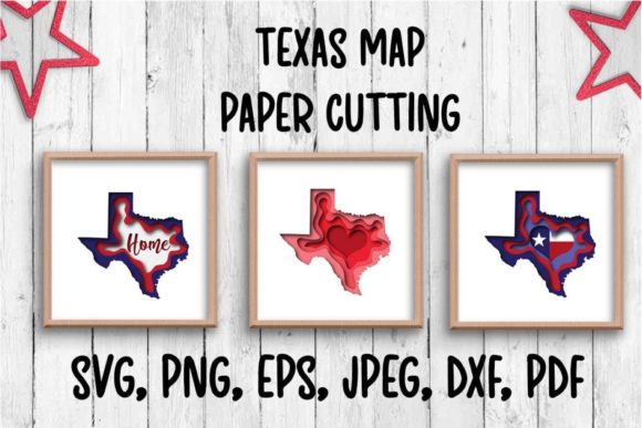 Texas Map 3D SVG for Shadow Boxes